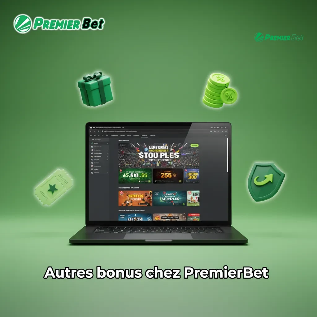 Affiche PremierBet: autres bonus — boosts de cotes, paris gratuits, cashback sport, offres casino. Conditions locales.
