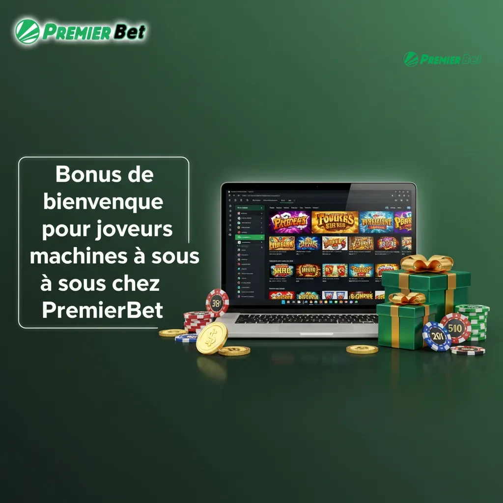 Bannière PremierBet: bonus de bienvenue machines à sous, 100% jusqu’à 50 000 F CFA, dépôt min 1 000 F CFA