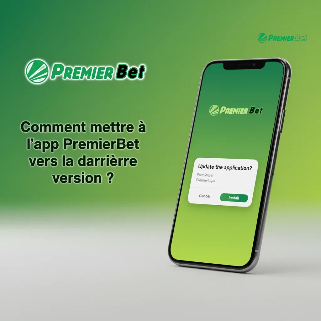 Tutoriel pour mettre à jour l’app PremierBet: Android via APK, iOS via PWA, vérifier version dans Profil.