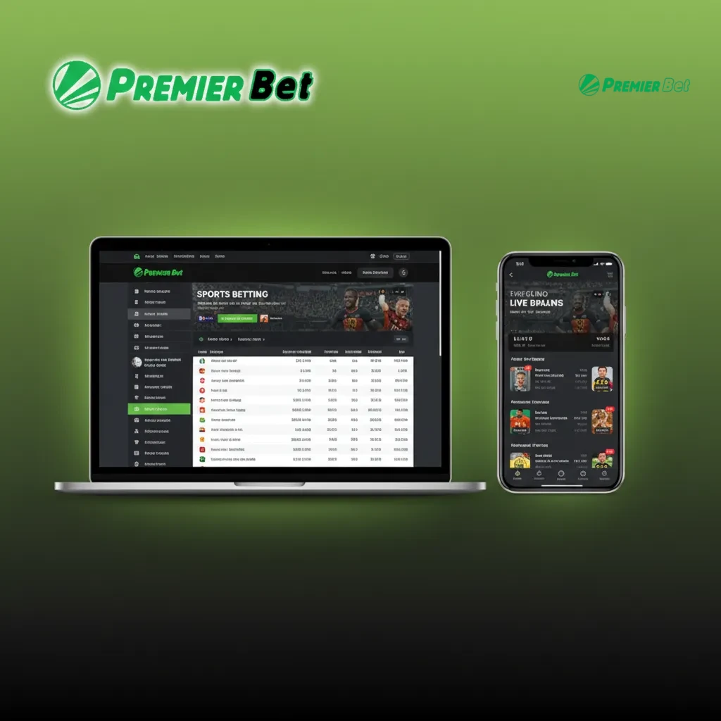 Interface PremierBet pour le Mali, avec menu: Sports, Live, Virtuels, Casino, Live Casino, Promotions, Résultats, Aide.