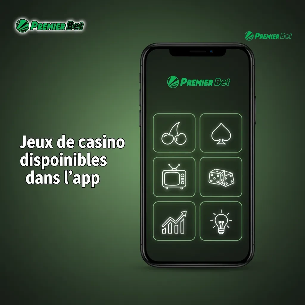 Écran d’app casino mobile avec machines à sous, roulette, blackjack, baccarat, jeux en direct, Aviator; F CFA pris en charge.