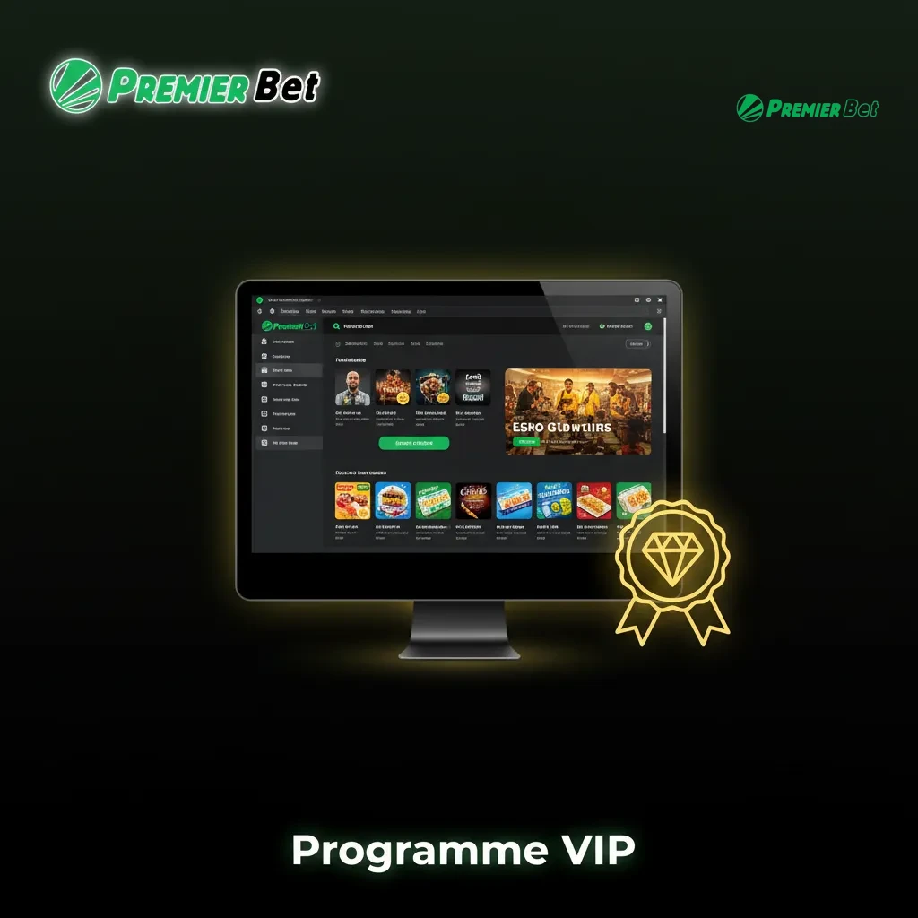 Bannière Programme VIP: badge doré, paliers, offres exclusives, limites élevées et gestionnaire dédié.