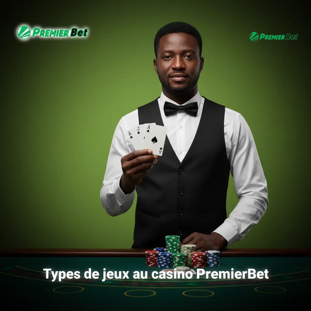 Types de jeux au casino PremierBet: machines à sous, crash, jeux de table, cartes, jackpots, instantanés, grattage.